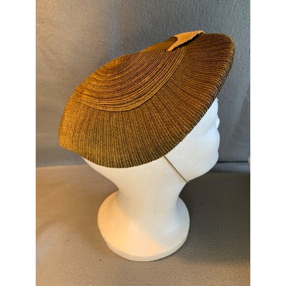 Norman Durand Ladies Brown Metallic Hat Sz 22 Vintage - Picture 11 of 16